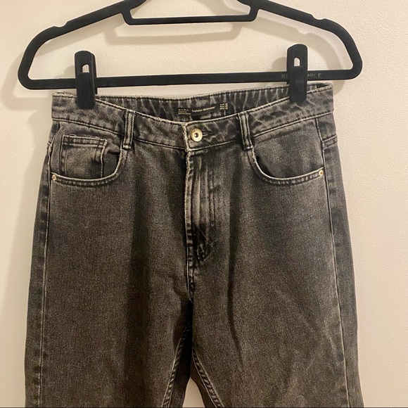 Zara Trafaluc Washed Black Denim High Rise Mom Jeans Size 4 - Picture 5 of 11